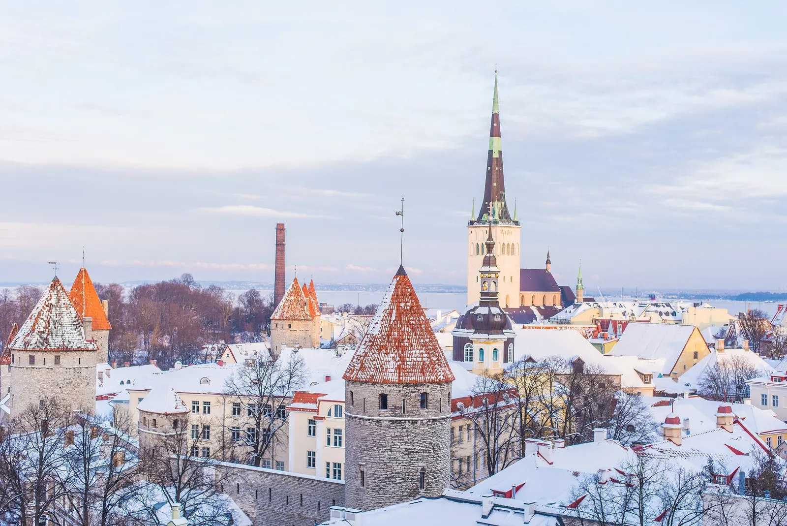 Tallinn Old Town in snow